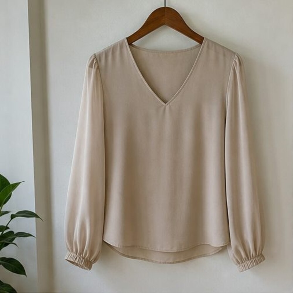 Sand V Neck Top